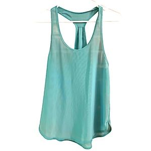 LuluLemon Mesh‎ Sheer Racerback Athletic Workout Tank Top in Teal Blue